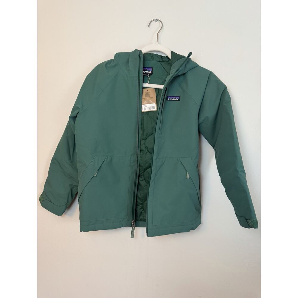 Patagonia Everyday Ready Hooded Jacket Conifer Green Waterproof Kids 10 NWT $169 - Picture 15 of 16